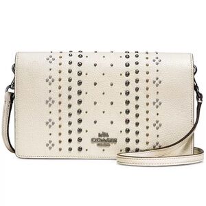 COACH  Bandana Rivets Foldover Crossbody in Polished Pebble Leather